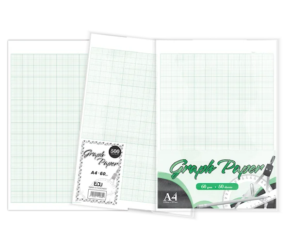 Three green graph sheets
